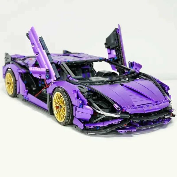 Blocks Purple Sports Car Building Blocks Set Toy Collectible MOC Car Model Building Blocks for Adults 3696 PCS M250207
