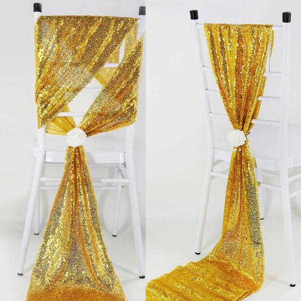 10pcs 30x200cm sequined chair belt with shimmering gold belt used for decoration of banquet wedding party home outdoor chair cover belt 2412