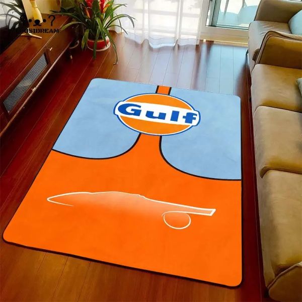 Gulf Racing Carpet and Rug Gulf Pin Up Square Garage Living Room Bedroom Large Area Rug Home Room Floor Mat Christmas Gift
