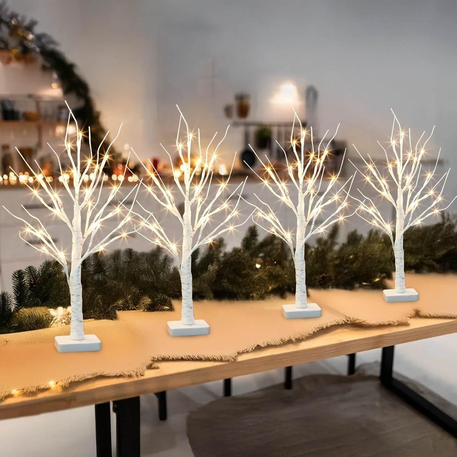 TEMU 4pack Lighted Tree With Led Lights Battery Powered Tabletop Tree Decorations For Home Mantle Party Indoor Centerpieces Christmas Decorations (22