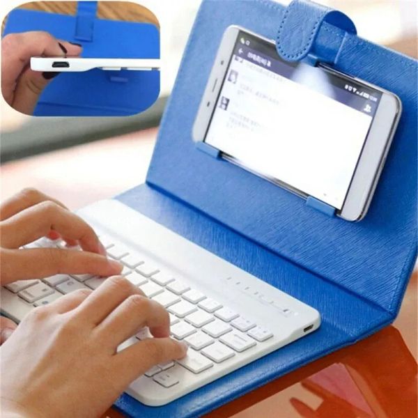 Portable PU Casing Bluetooth Keyboard Compatible with Mobile Devices & Tablets