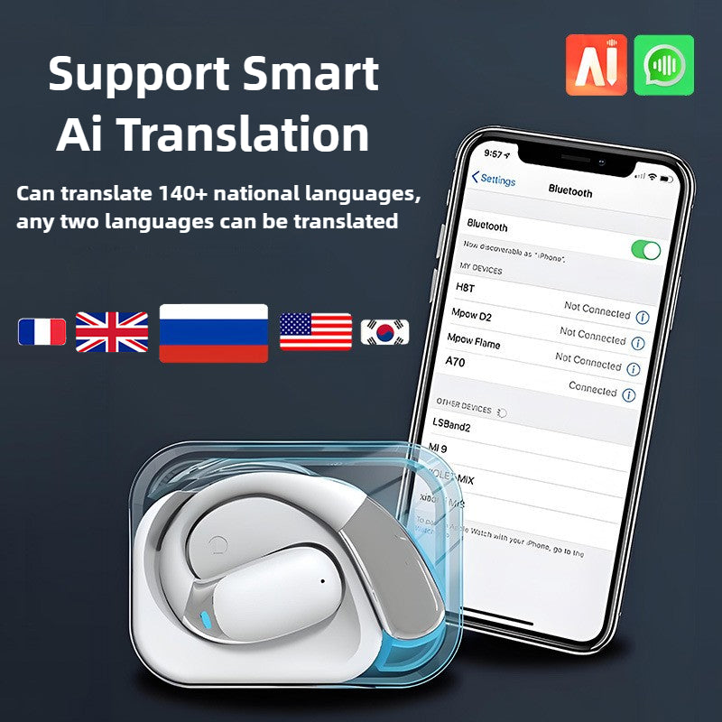 AI Translator Earbuds Real Time, 3 in 1 Translation Earbuds, 144 Language Translation Headphones iOS and Android App Ideal for Travel and Business I