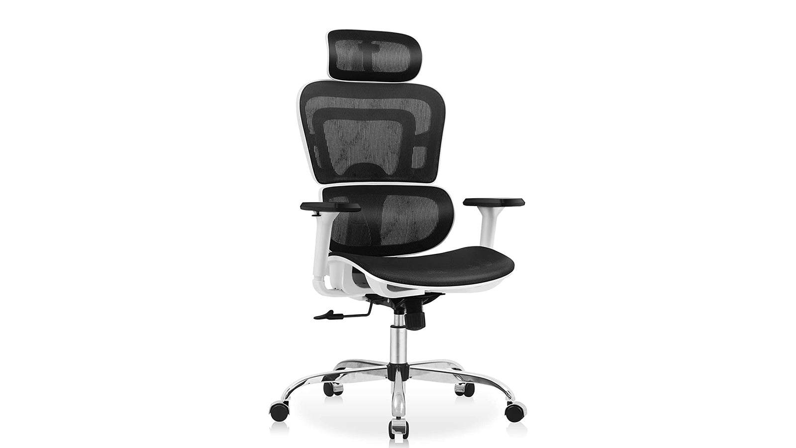 KERDOM FelixKing Ergonomic Chair: Advanced Contoured Seat White - Silver Stand + Premium Wheels