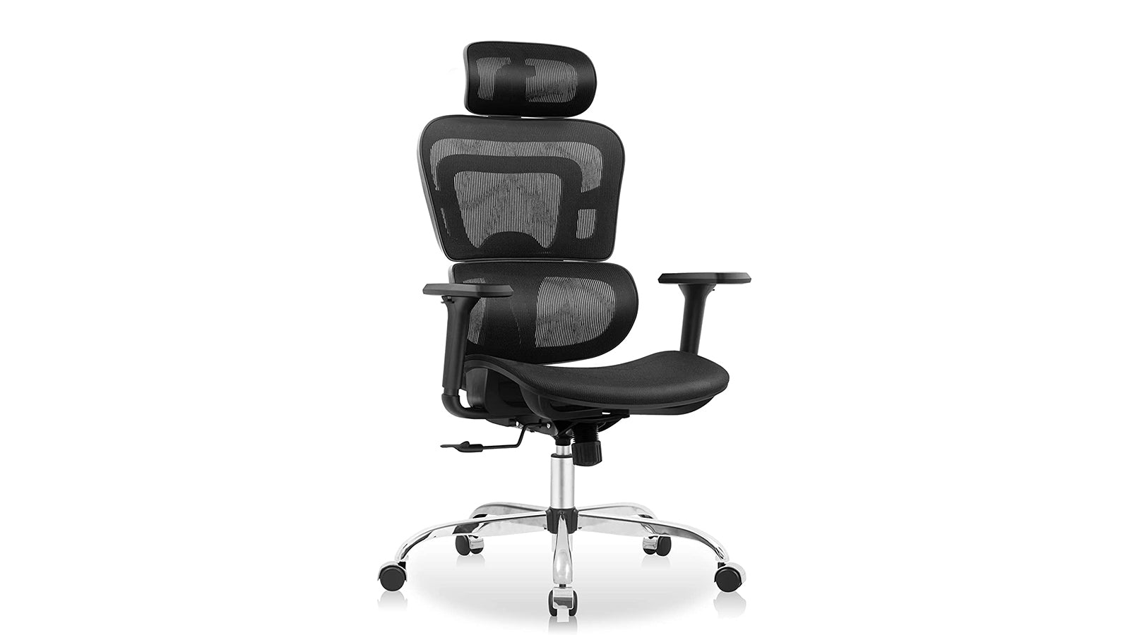 KERDOM FelixKing Ergonomic Chair: Advanced Contoured Seat Black - Silver Stand + Premium Wheels