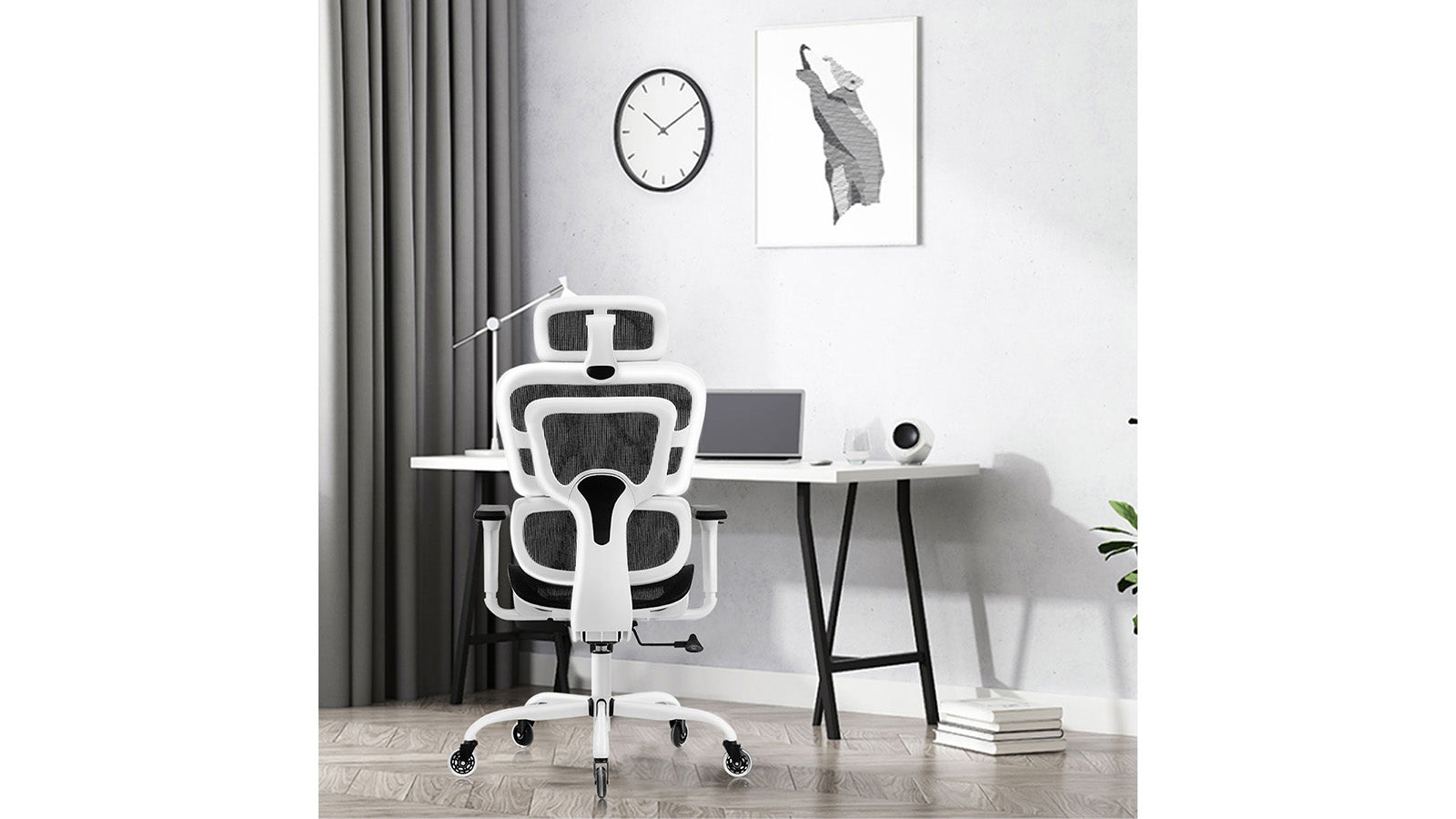 KERDOM FelixKing Ergonomic Chair: Advanced Contoured Seat White - Firewheels for Carpet