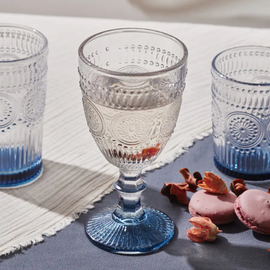 Karaca Sunflower Wine Glass, 314ml, Transparent Blue