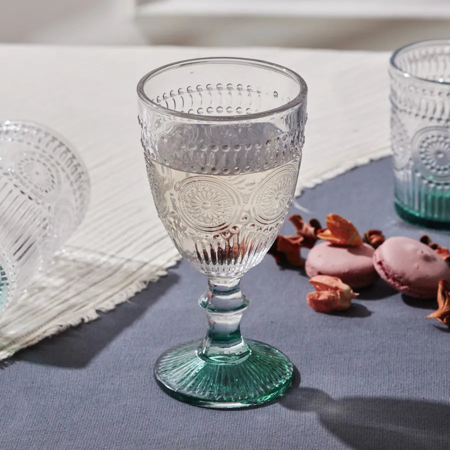 Karaca Sunflower Wine Glass, 314ml, Transparent Green