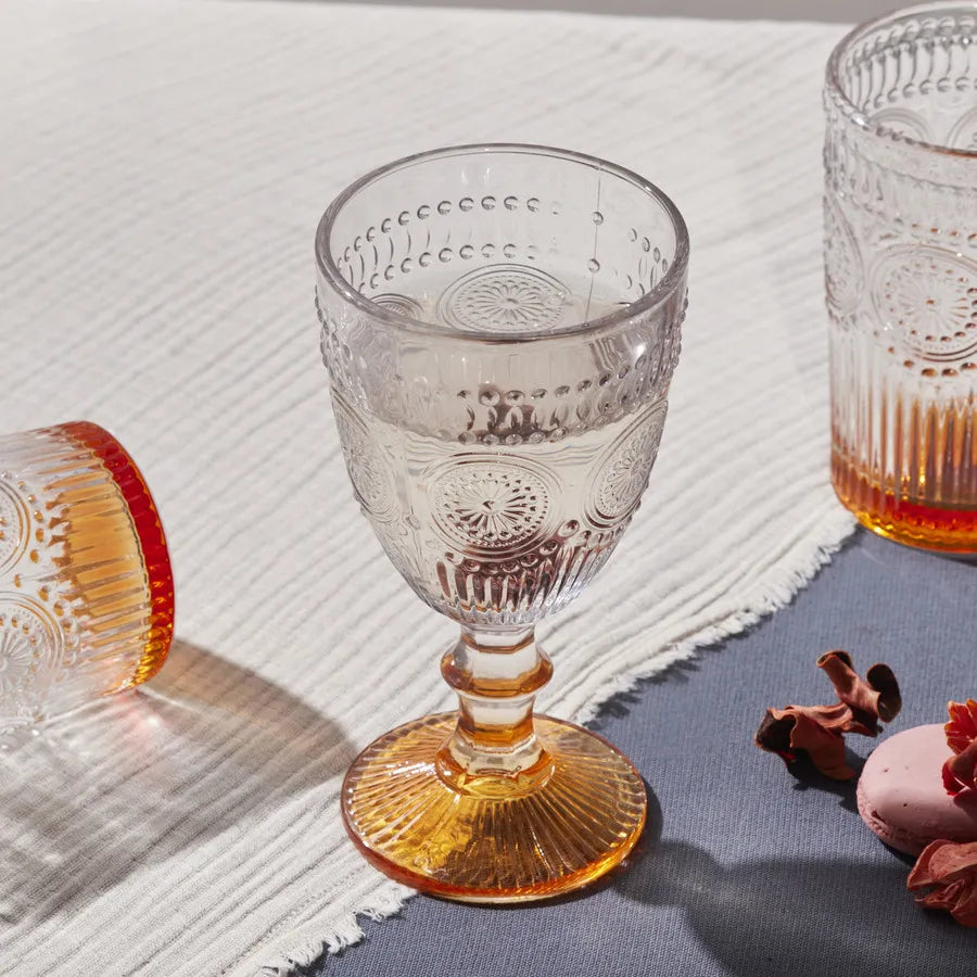 Karaca Sunflower Wine Glass, 314ml, Transparent Orange