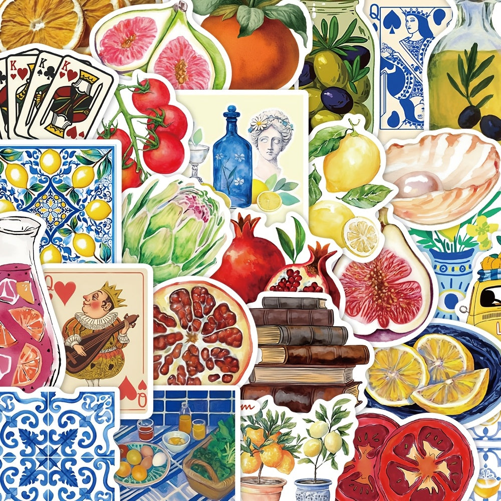 TEMU 50pcs Ywwbld Mediterranean Tomato Pvc Stickers, Decorative Decals For Laptops, , Cell Phone Cases, Kitchen & Travel Accessories