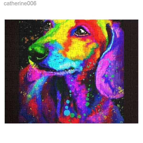 Puzzles Dachshund Dog popart art Jigsaw Puzzle Personalized Name Puzzle Adult Wooden PuzzeL231025