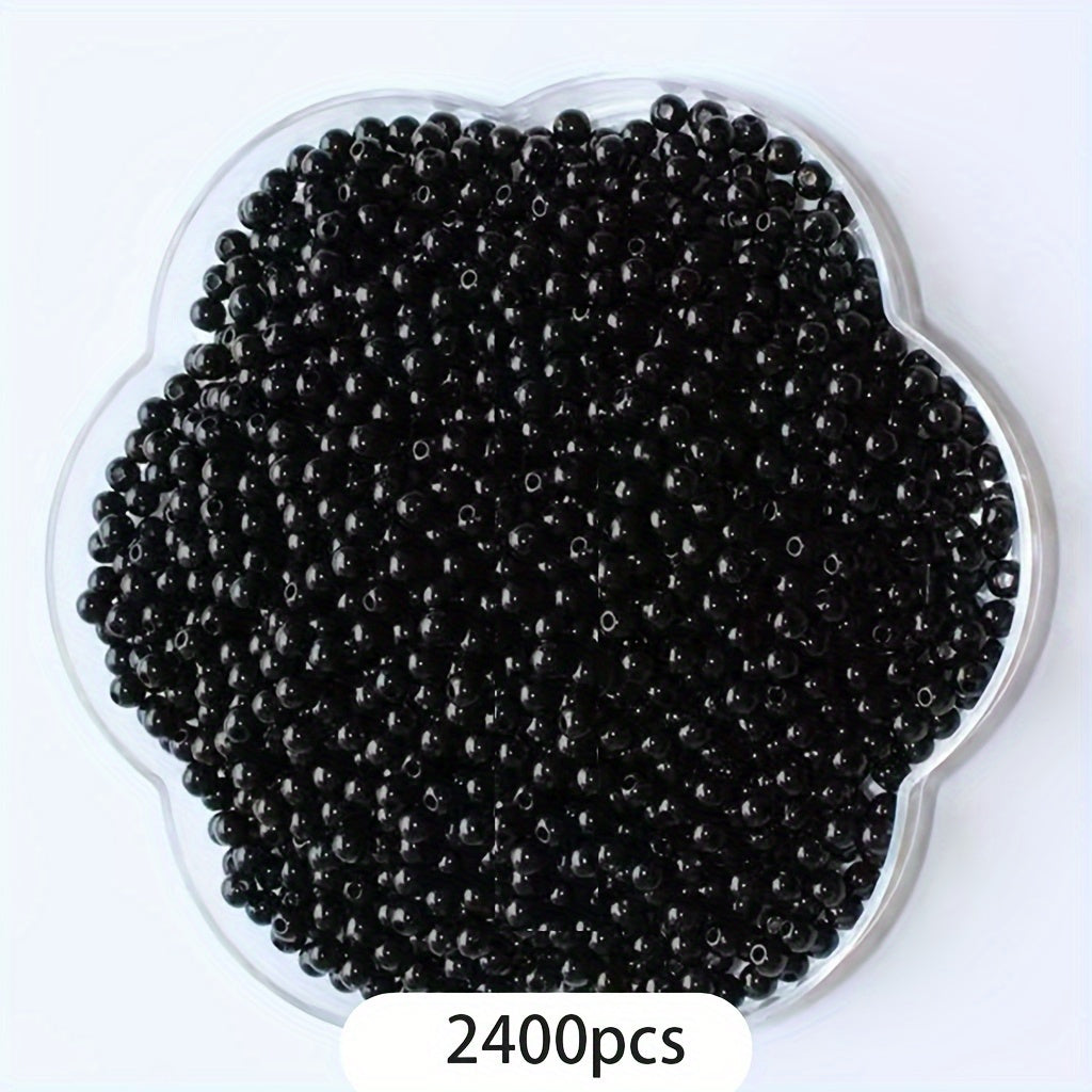 TEMU Acrylic Beads For Jewelry Making, Diy Crafts - 2400-1200-600 Pcs, 4mm Round Beads With Hole For Bracelets, Necklaces, Halloween, Vase Filler