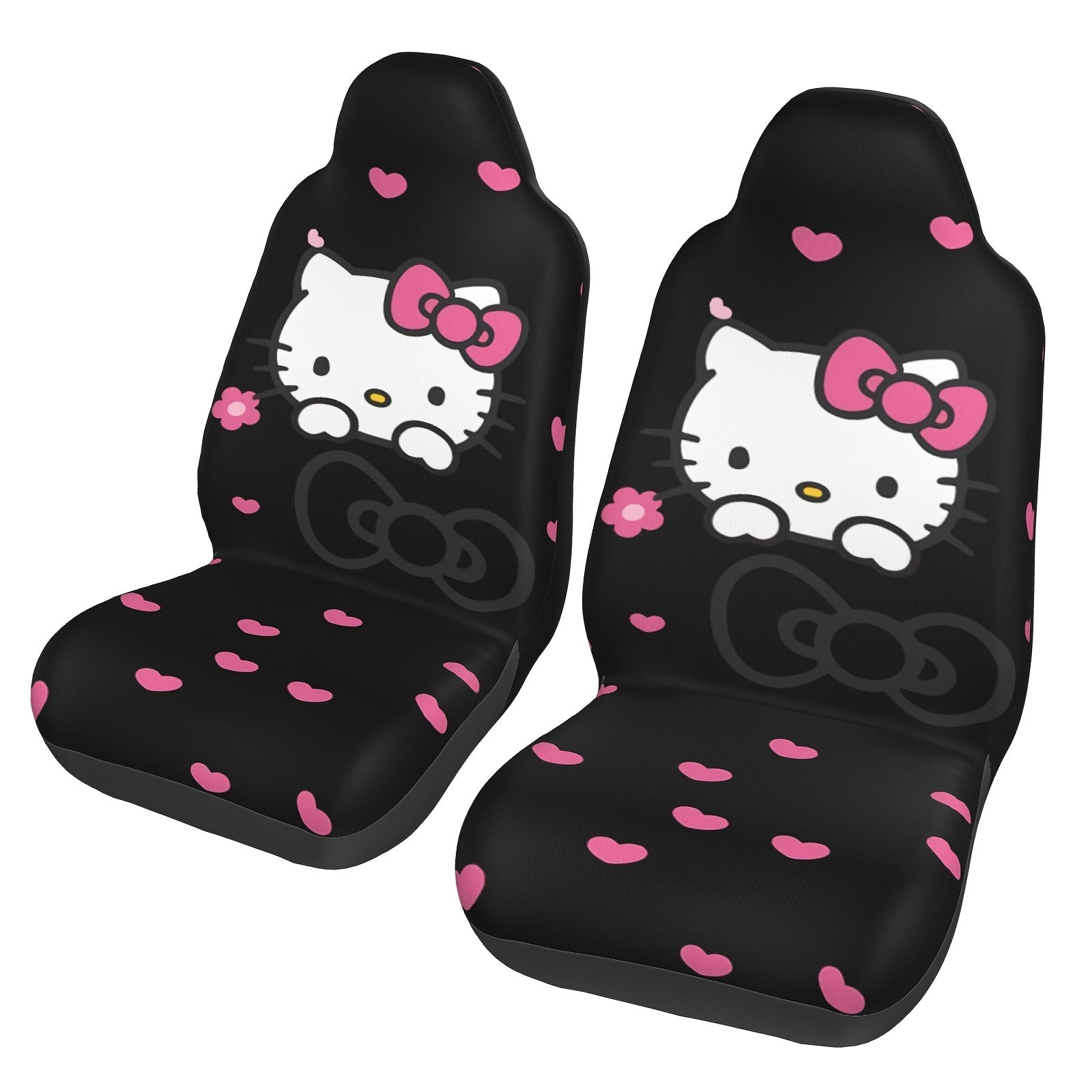 TEMU 2 Pcs Hello Kitty Car Seat Covers Cute Interior Seat Accessories Women Car Front Seat Protectors Universal Fit For Car Van Suv Sedan Vehicle