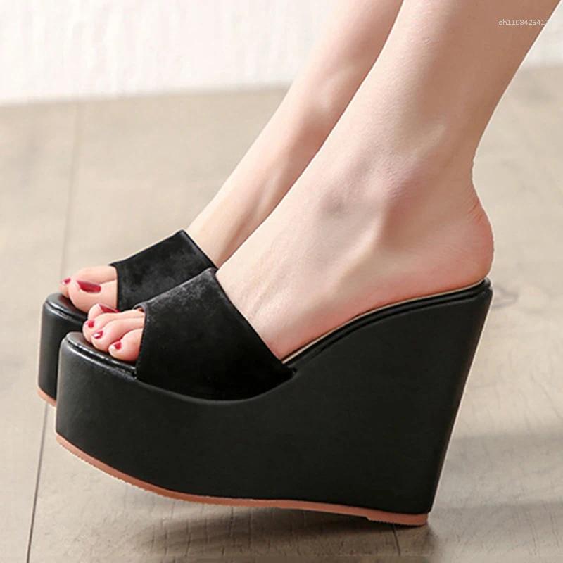 Slippers MAIERNISI Women Shoes Casual High Heel Wedge Sandals Bling Flip Flops Ladies Platform