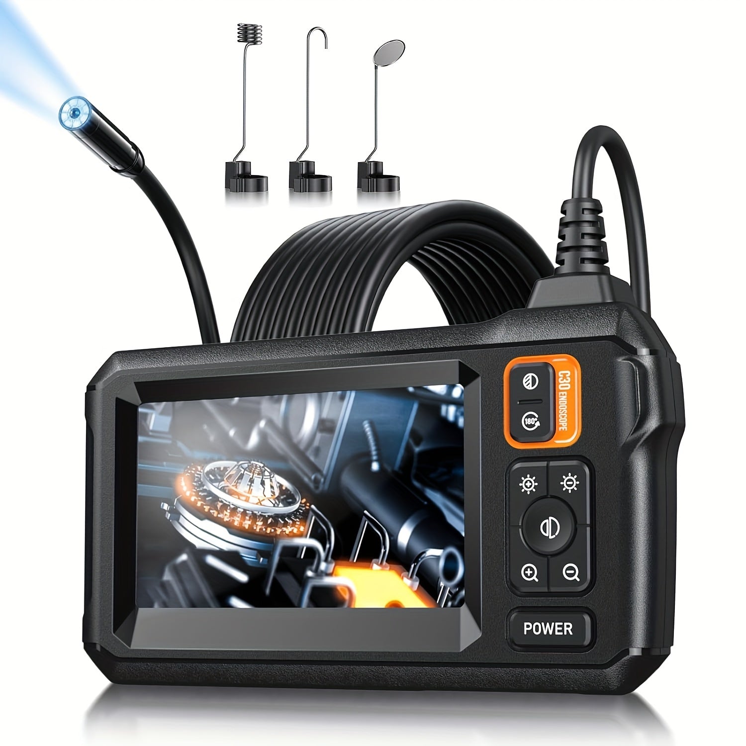 TEMU Godboat Industrial Endoscope Camera 4.3" Ips Lcd Screen, 8mm Single Lens, Auto Repair Plumbing House Auxiliary Abs Material, Battery-usb ,