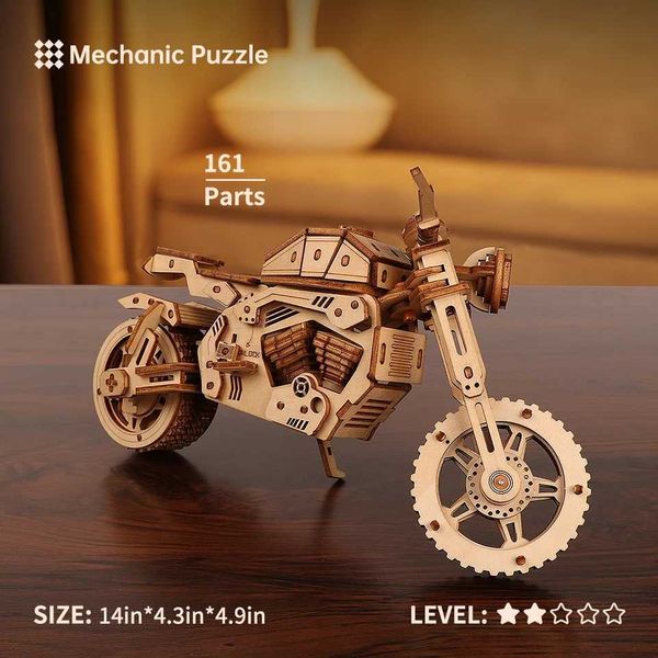 3D Wooden Motorcycle Puzzles DIY Education Puzzle Toys Craft Model Kit Tabletop Decoration Christmas Gift For Teens AdultM240731