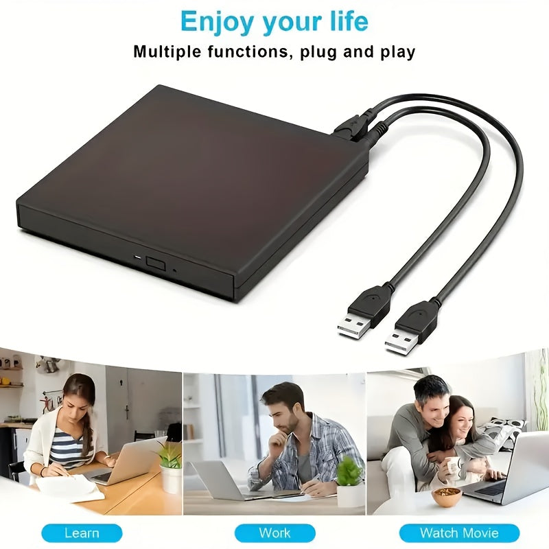 TEMU 7-in-1 Usb 3. 0 Portable Cd-dvd Drive - Burn, Play & Compatible With Laptop-desktop-pc- Os!