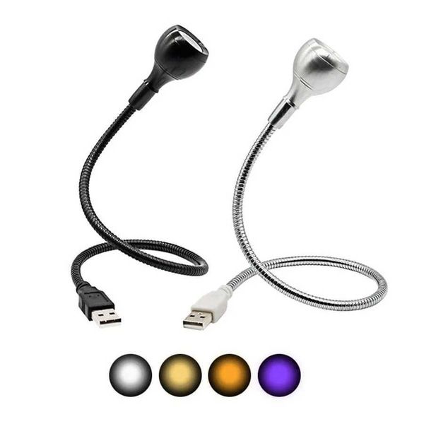 Portable USB LED book light flexible neck 3W night light white or warm white metal light suitable for PC computers and laptops X241122
