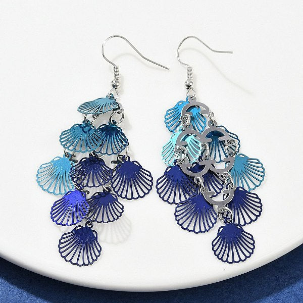 Boucles d'oreilles pendantes en forme de coquillage en acier inoxydable 430