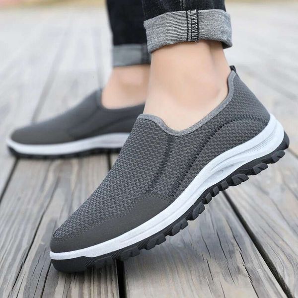 Tênis masculino esportivo slip-o-slip-o-machos machos casuais cor sólida vulcanize sapatos de malha zapatillas de hombre zapatos dhshoesc