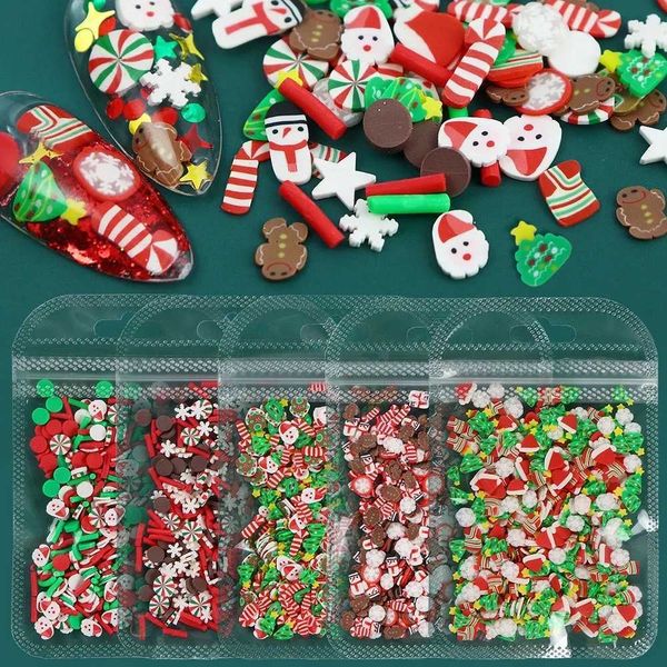 10G Mix Christmas Decoration Nail Art Charms Snowflake Polymer Soft Clay Slice Manicure Flake Nails Supplies Kawaii AccessoriesXJ240828