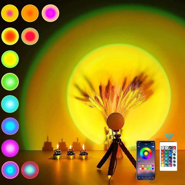 Sponge Tripod Photography Sunset Lamp Led Flexible Octopus USB Projector Night Light Home Decor Room Wall Decoration Lighting 5V X250128