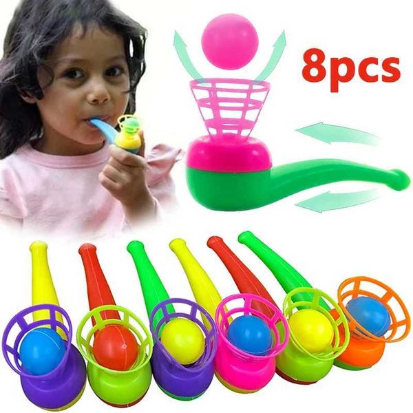 2-8pcs Colorful Plastic Tube Blow Ball Childrens Puzzle Toys Classic Magic Floating Blow Ball Toys Baby Balance Training GameC250211