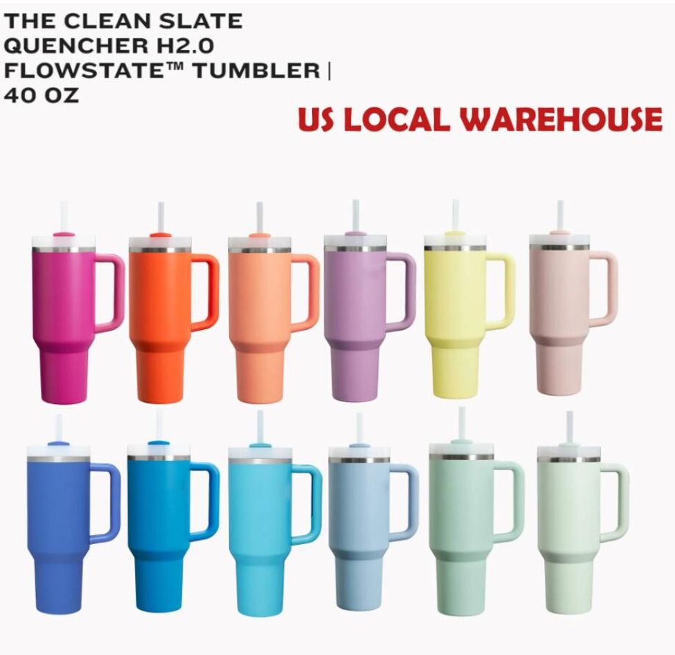 US STOCK 40oz Tumblers THE H2.0 40OZ Mugs Black Chroma Tumblers Insulated CLEAN SLATE Car Cups Stainless Steel Coffee Termos Winter Pink Target Red