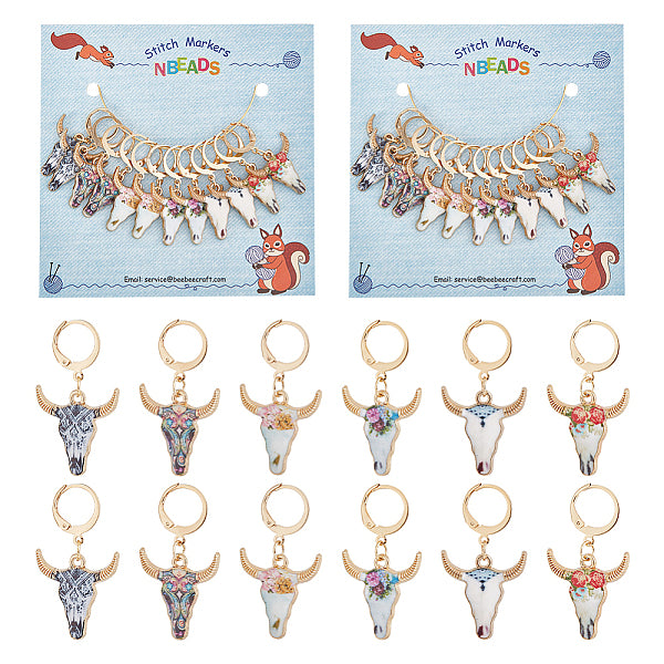 Alloy Enamel Ox-Head Pendant Locking Stitch Markers
