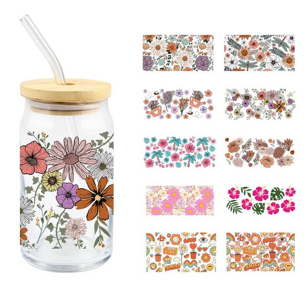 Cup Wrap Transfer Glass Stickers Decals Waterproof Rub on Transfers for Crafts VintageUV DTF