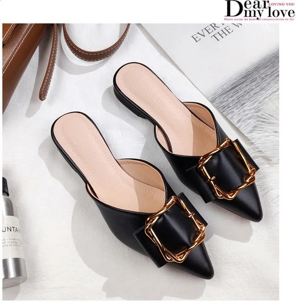Fashion Women Shoes Lady Mules Pointed Toe Shoes Woman Slippers Plus Size 33-42 Flat Slides Office Casual Shoes Autumn Footwear 250108