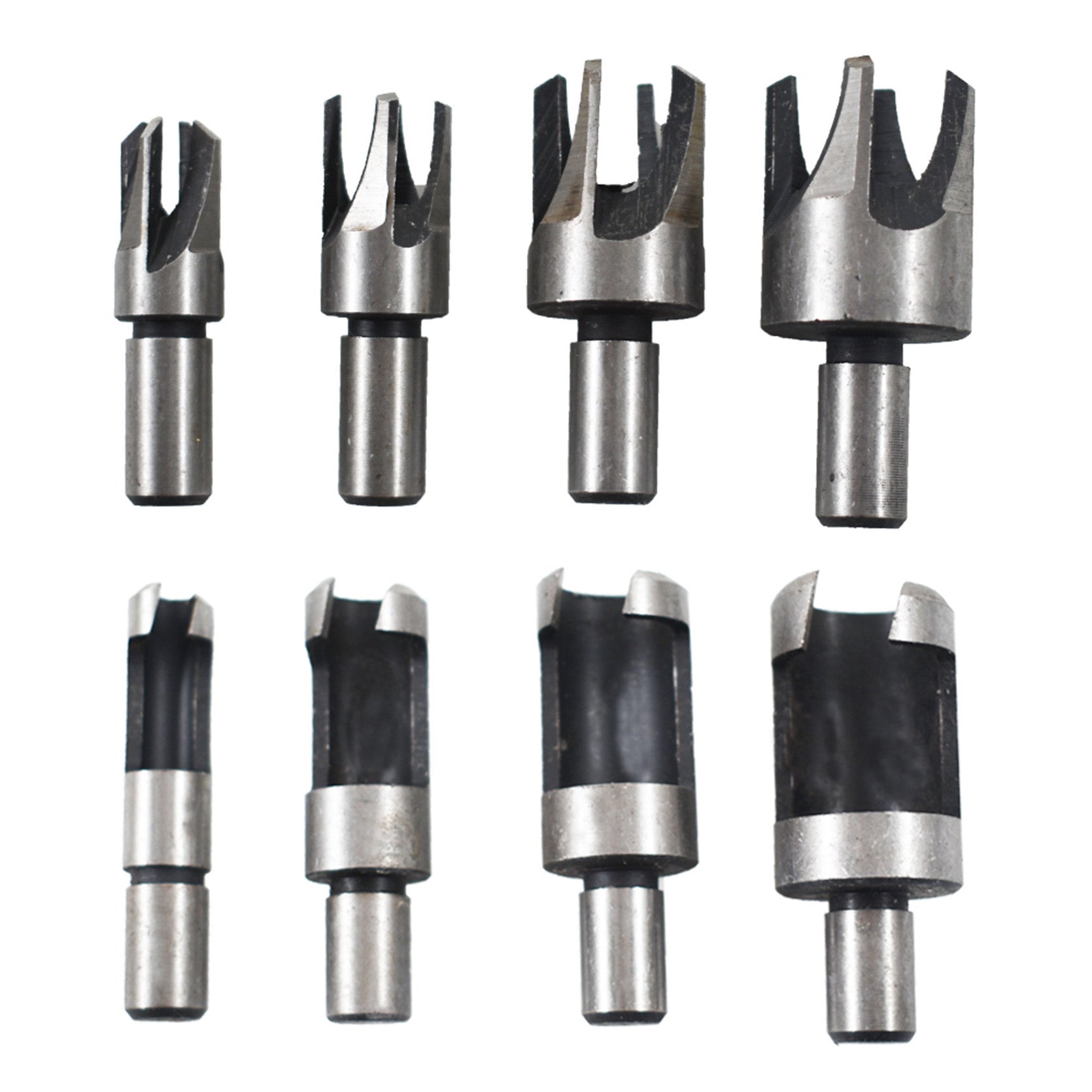 TEMU 8pcs Wood Plug Cutter Drills Bit Set (5- 8", 1- 2", 3- 8", 1- 4") Straight And Tapered Taper, Carbon Steel Woodworking Cutting Tool