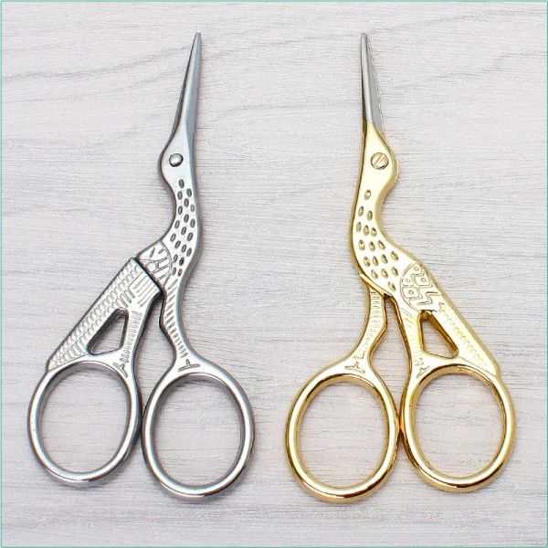 Stainless Steel Crane Shape Scissors Stork Measures Retro Craft Cross Stitch Shears Embroidery Sewing Tools 9.3cm Gold Silver Hand Tools LL