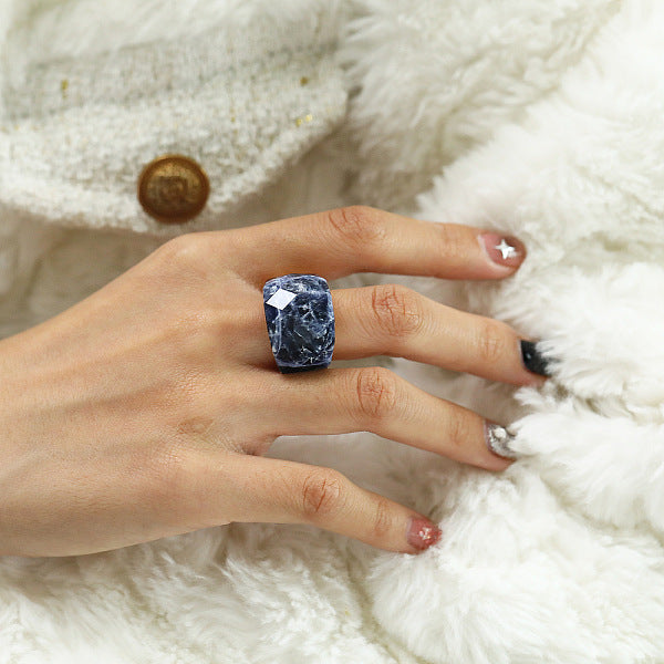 Fashionable 304 Stainless Steel & Natural Sodalite Finger Rings