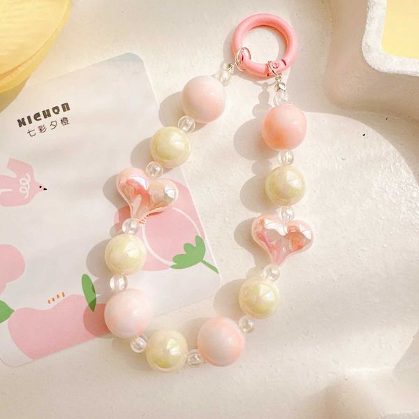 Cell Phone Straps Charms Colorful Love Beaded Chain For IPhone Anti-Lost Bracelet for Samsung Mobile Phone Case Wrist Strap Car Keychain Cut