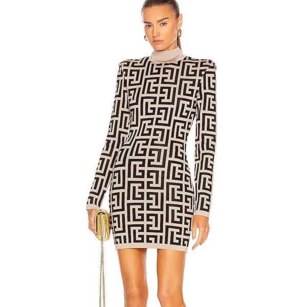 designer knit dress for woman women Pattern knitted long Sleeve Womens Clothing O neck autumn knits 5 colors