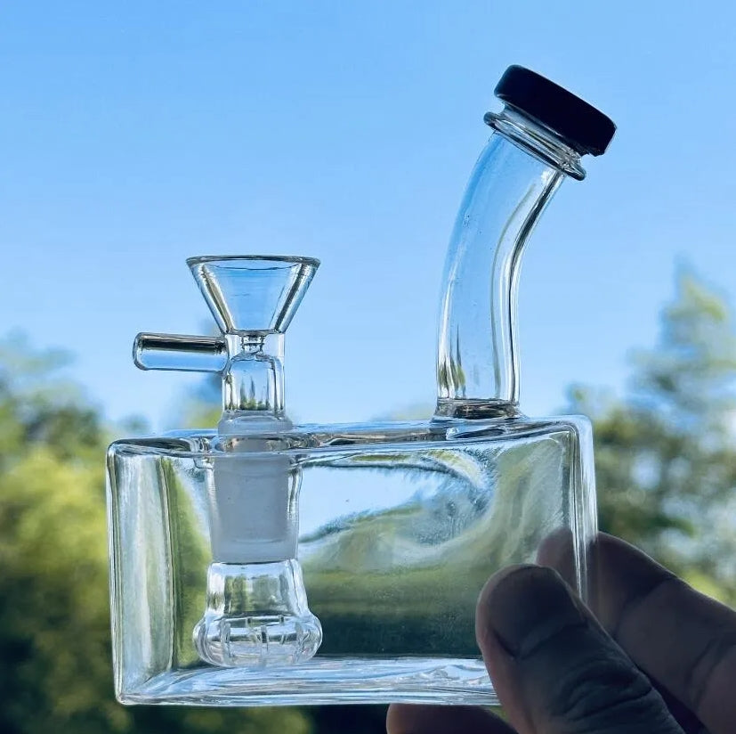 Square Glass Oil Burner Bong Bubbler Smoking Water Pipe Downstem Perc Percolator 14mm Joint Dab Rig Ash Catcher with Downstem Oil Burner Pipes