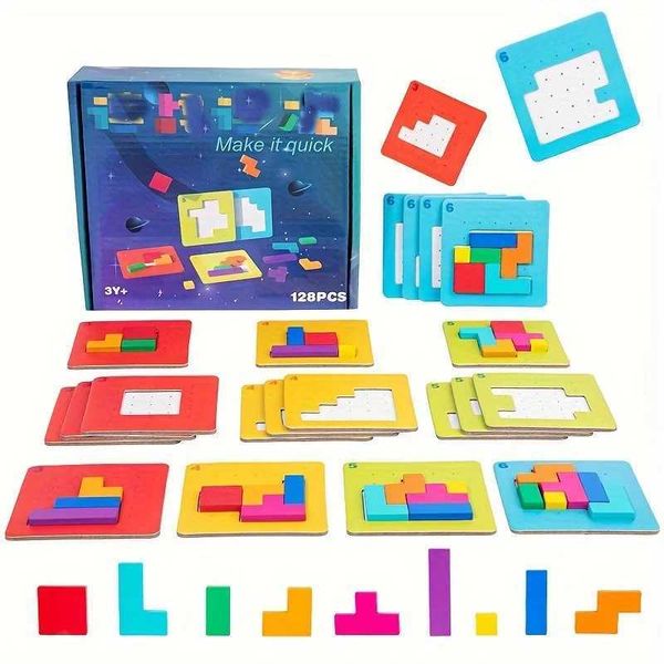 1 Set Colorful Puzzle Game Brain Teaser Toy for Kids Block Puzzle for Mind Exercise Children Toy Gift Challenge for Two Players C250211