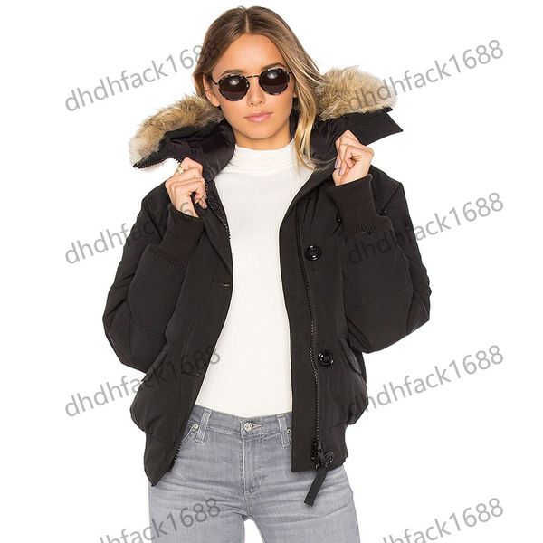 Designer Women Winter Parka Outerwear Fur Hooded Fourrure Manteaus Down Jacket Coyote Fur Collar Aviator Pilots Jacket Short Coat Hiver Doud