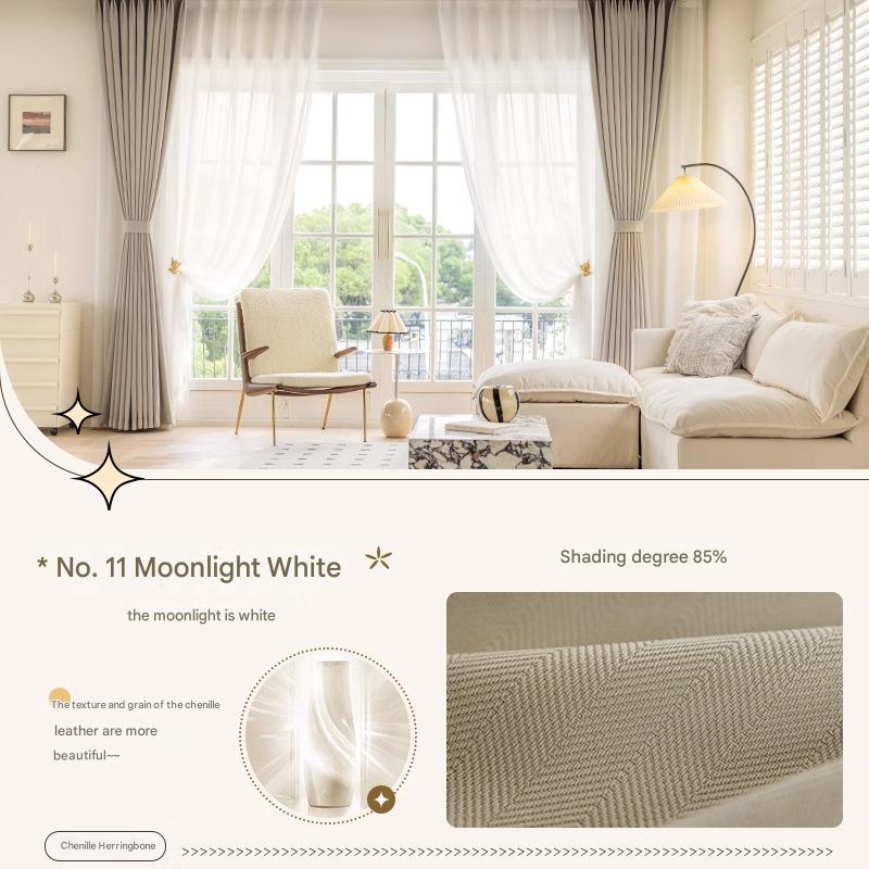 YL-36621 new chenille herringbone curtain high temperature setting modern simple finished living room bedroom blackout curtain