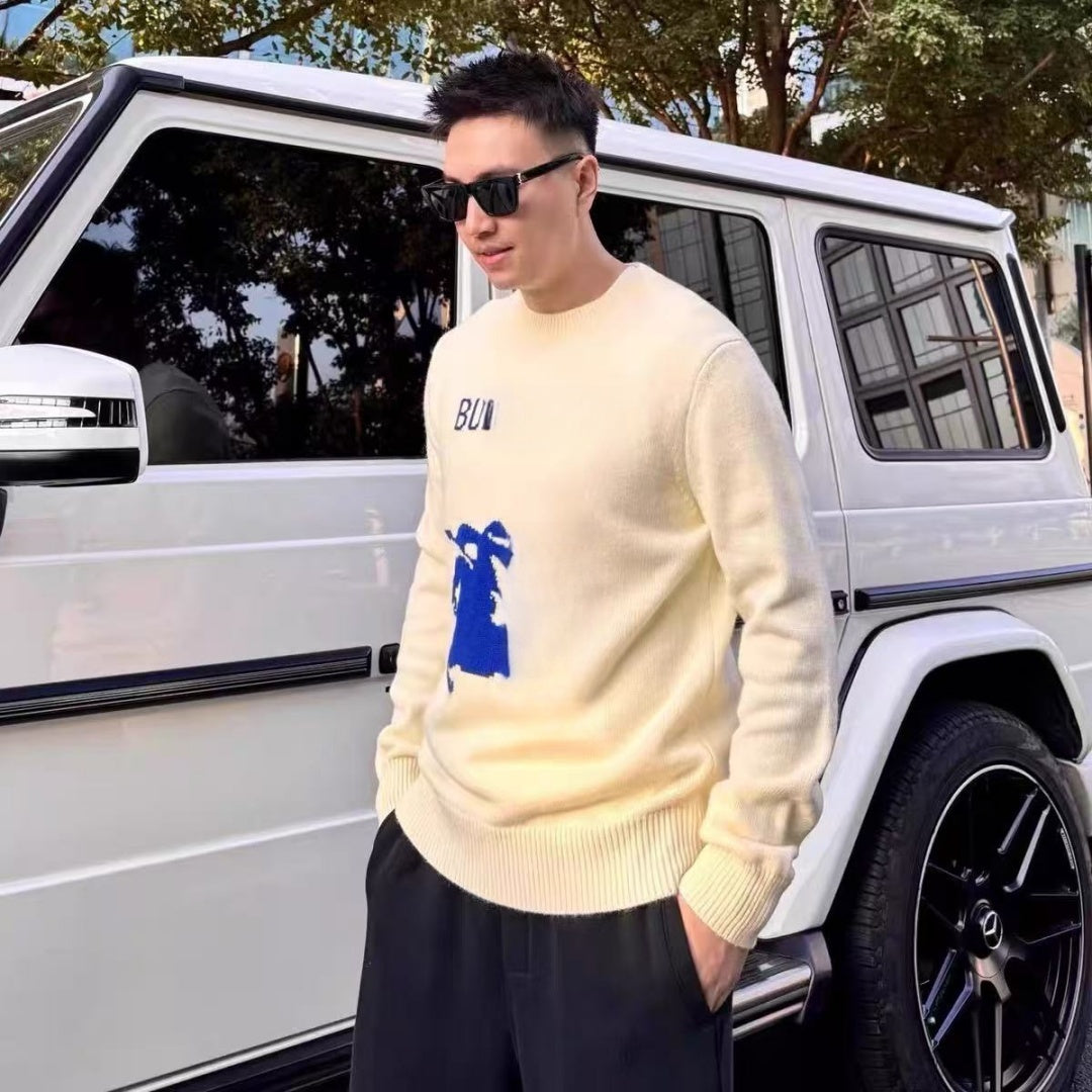 Knitted sweater Men sweater Top designer Luxury Casual Loose pull Alphabet Embroidery horse pattern Mens Women Sweaters O Neck Long Sleeve Jumper 20