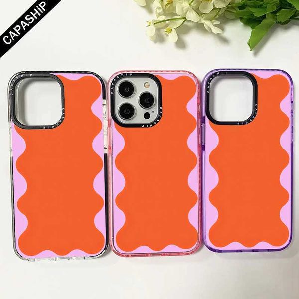 Hot Ins Orange Wave Transparent Case Suitable for iPhone 11 14 15 Pro Max Silicone Soft 12 13 Mini 7 8 Plus SE 2020 XR XS Max Shock resistan