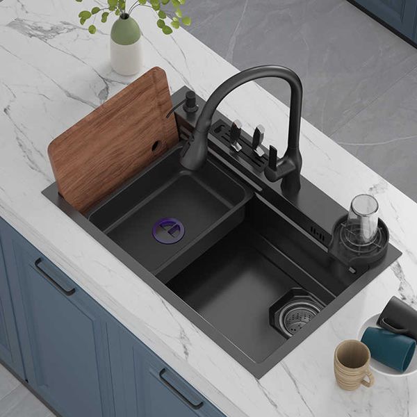 Kitchen Sink SUS304 Stainless Steel Multiple Size Kitchen Sink Single Bowl Undermount Basin For Home Renovator With Knife Holder