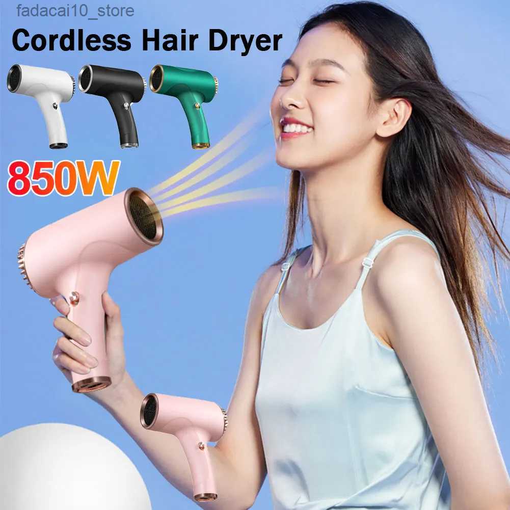 Hair Dryers 2600mAh Cordless Anion Blow Dryer Portable 40-500W USB Rechargeable Powerful 2 Gears for Household Travel Salon Q240110