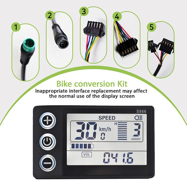 S866 Electric Bike Display Screen with Multiple Connection Options - Suitable for Mountain Ebikes