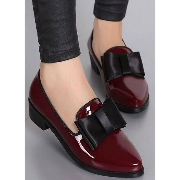 Heels Low Loafers Patent Leather Shoes for Women Slip On Female Footwear Pointed Toe Fashion Pumps Spring Autumn 6f9c