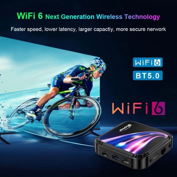 Woopker K52 TV Box Android 13.0 Rockchip RK3528 BT5.0 WiFi6 Ultra HD 8K Video Media Player 4GB RAM 64GB ROM Set tops