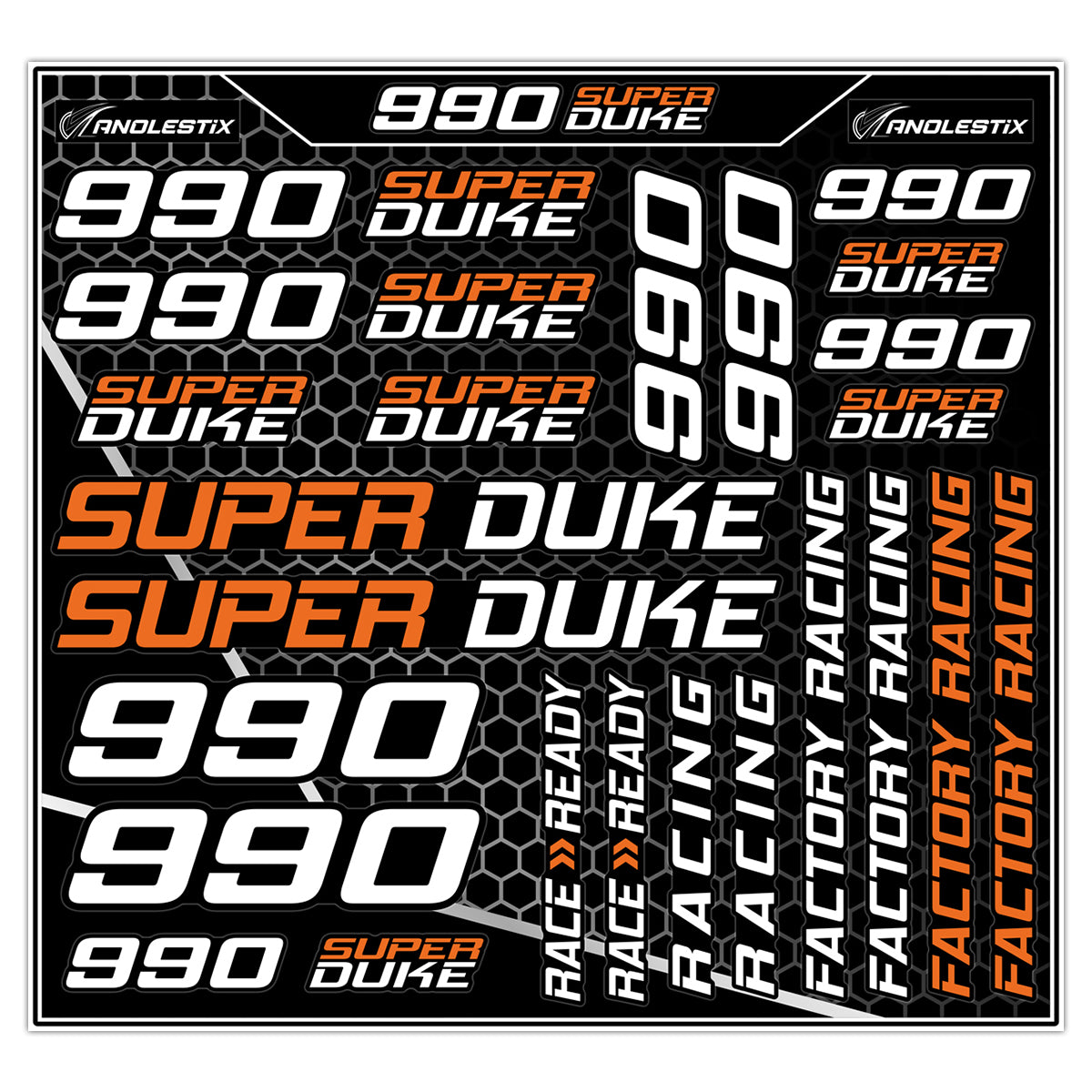 AnoleStix Vinyl Motocross Motorcycle Stickers Logo Set Emblem Tank Decals For KTM 990 Super Duke R