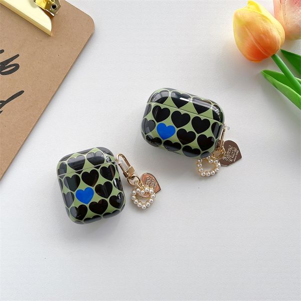 ddmygifts Color blocked heart suitable for Pro 1-2-3 generation Bluetooth wireless headphone case, cute and creative soft shell A