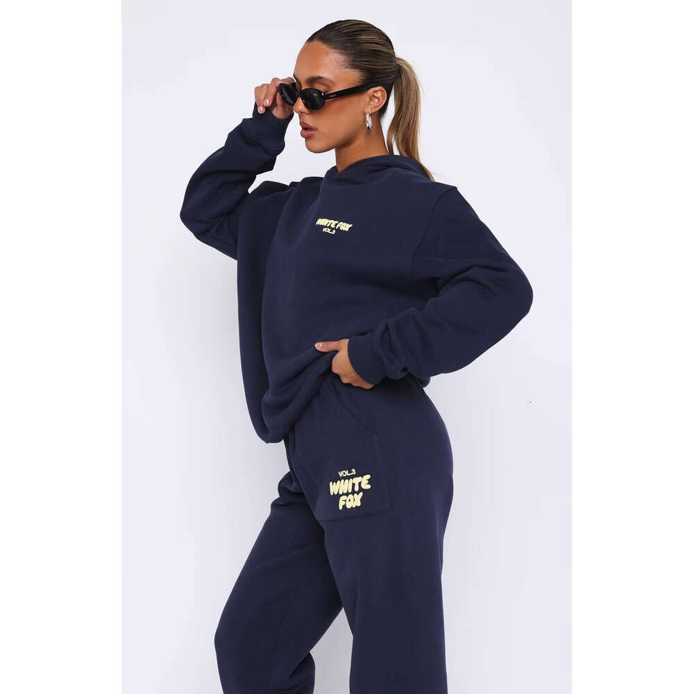 Whitefoxsweatshirt Print Hoodie And Jogger Sweatpants 2 Piece Outfits For Woman Designer Whitefoxset Streetwear Tracksuit Luxury Clothes Sportswear