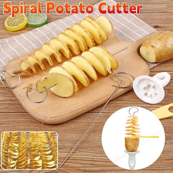 Protable Potato Set BBQ Skewers For Camping Chips Maker potato slr Potato Spiral Cutter Barbecue Tools Kitchen Accessories Y250117